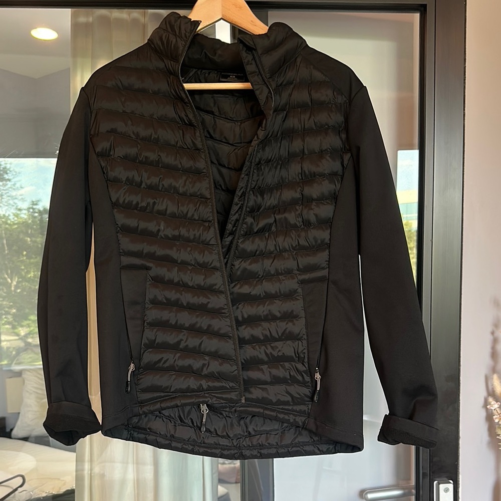 32 Degrees Black Puffer Jacket with Quilted Design